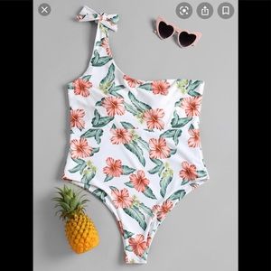 Zaful One Shoulder 1 piece Floral Swimsuit NWT